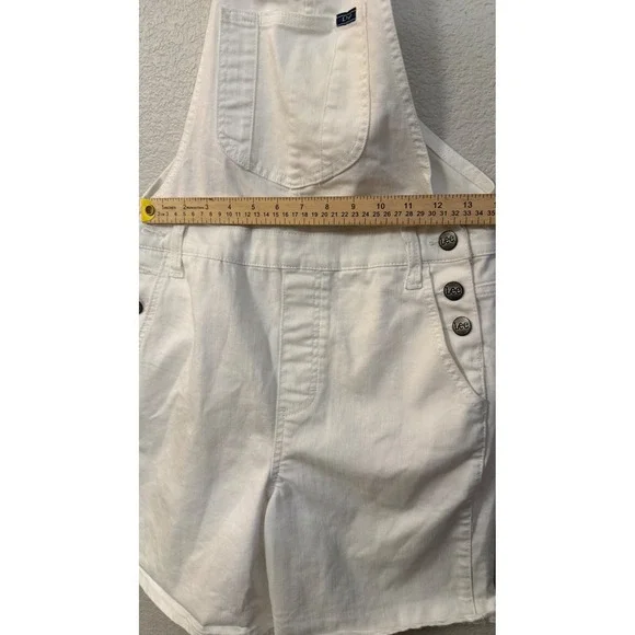 Lee Womens White Denim Overall Shorts Size S Stretch Bib Utility Summer 11233578 - Picture 7 of 11